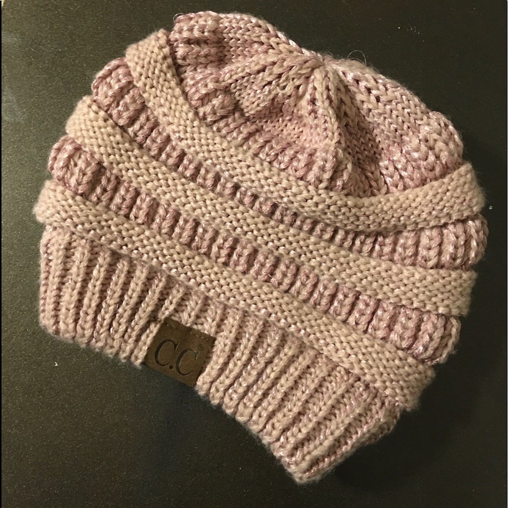 Rose Gold Sparkly Women’s beanie knitted hat